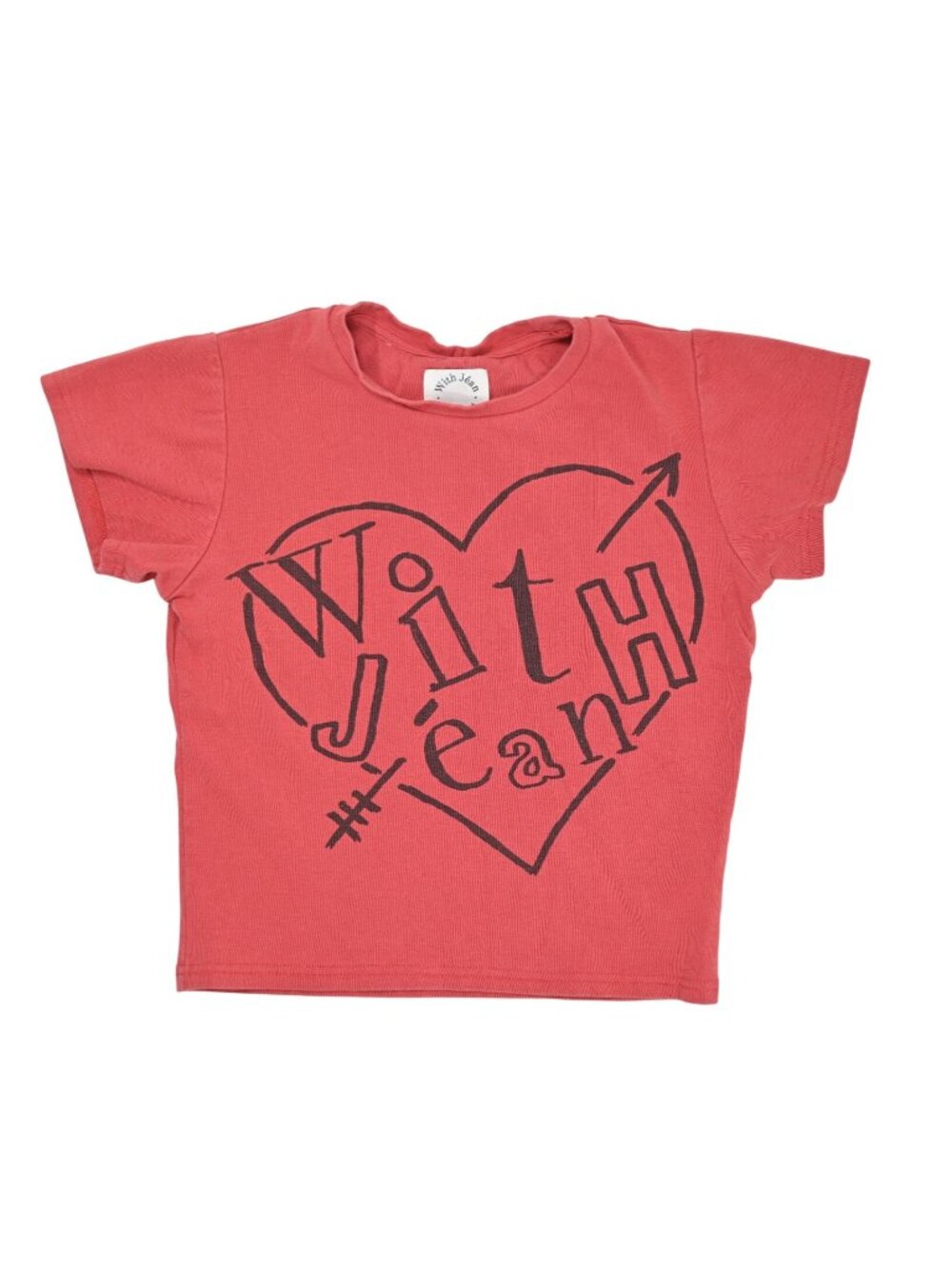 With Jean Heart U Baby Tee in Red